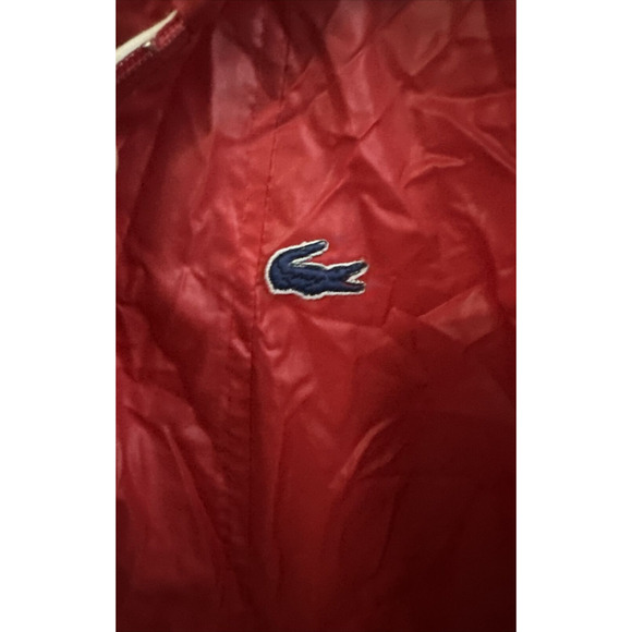 Lacoste Alligator 80s Full Zip Windbreaker Rain Jacket Red Convert To Pouch Sz S - Picture 3 of 16